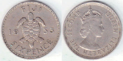 1953 Fiji Sixpence A002082